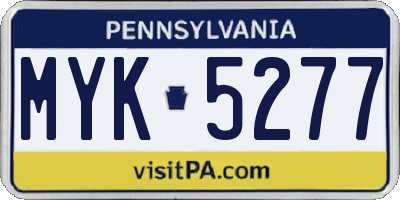 PA license plate MYK5277