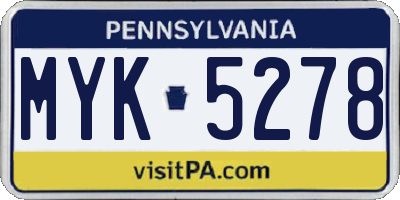 PA license plate MYK5278