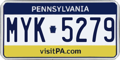 PA license plate MYK5279