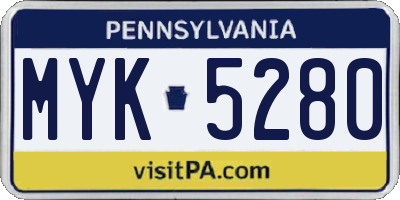 PA license plate MYK5280