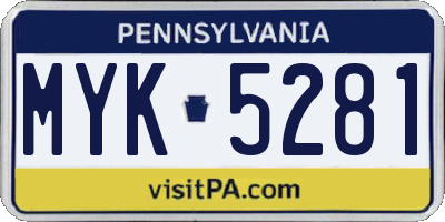 PA license plate MYK5281