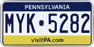 PA license plate MYK5282