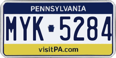PA license plate MYK5284