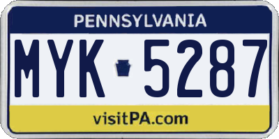 PA license plate MYK5287