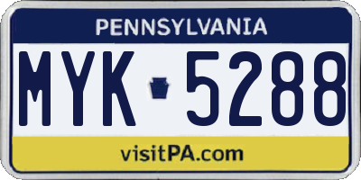 PA license plate MYK5288