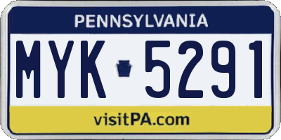 PA license plate MYK5291