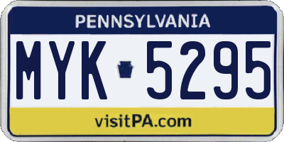 PA license plate MYK5295