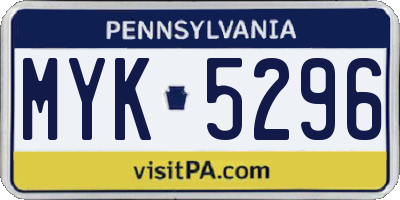 PA license plate MYK5296