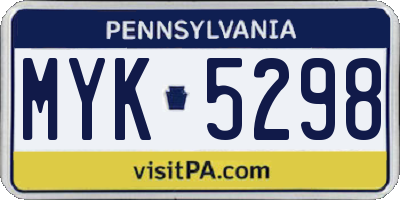 PA license plate MYK5298