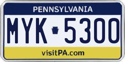 PA license plate MYK5300