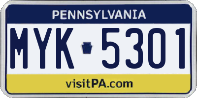 PA license plate MYK5301