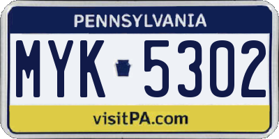 PA license plate MYK5302