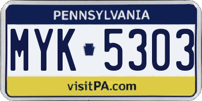 PA license plate MYK5303