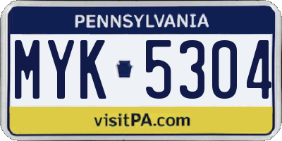 PA license plate MYK5304
