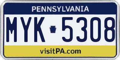 PA license plate MYK5308