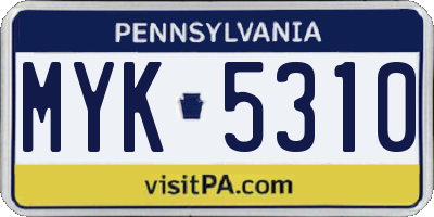 PA license plate MYK5310