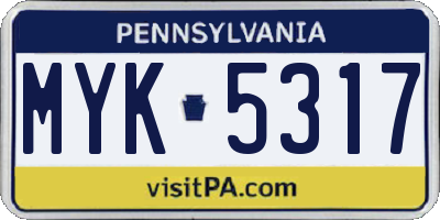 PA license plate MYK5317