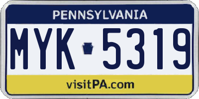 PA license plate MYK5319