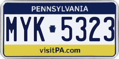 PA license plate MYK5323