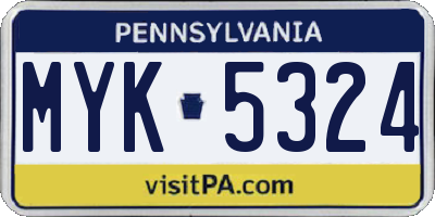 PA license plate MYK5324