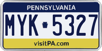 PA license plate MYK5327