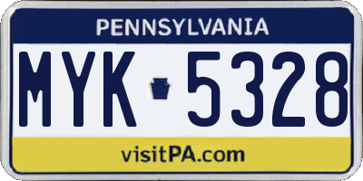 PA license plate MYK5328