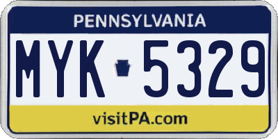 PA license plate MYK5329
