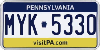 PA license plate MYK5330