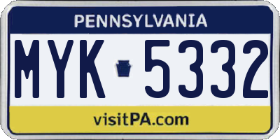 PA license plate MYK5332