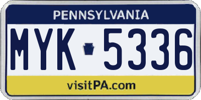 PA license plate MYK5336