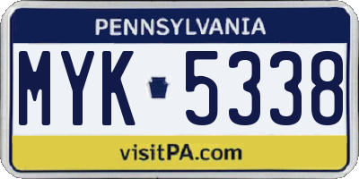 PA license plate MYK5338