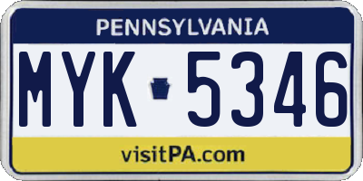 PA license plate MYK5346