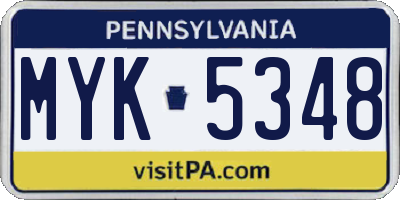 PA license plate MYK5348