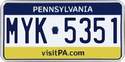 PA license plate MYK5351