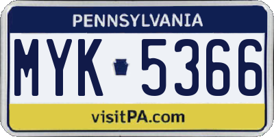 PA license plate MYK5366