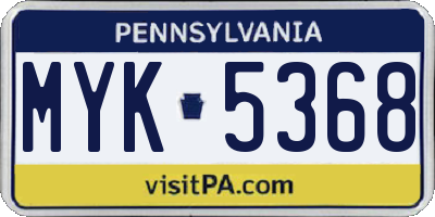 PA license plate MYK5368