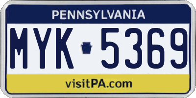 PA license plate MYK5369