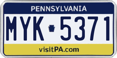 PA license plate MYK5371