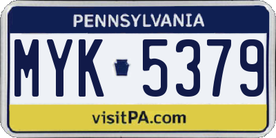 PA license plate MYK5379