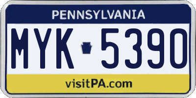 PA license plate MYK5390