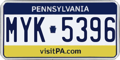 PA license plate MYK5396