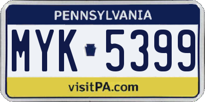 PA license plate MYK5399