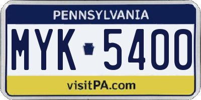 PA license plate MYK5400