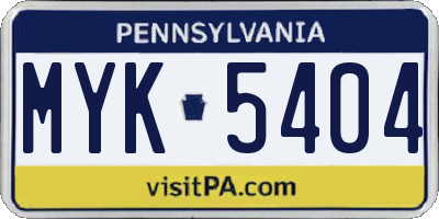PA license plate MYK5404