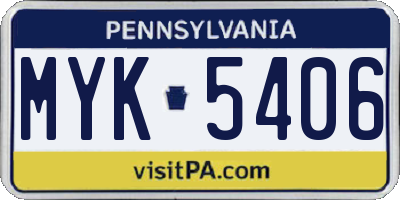 PA license plate MYK5406