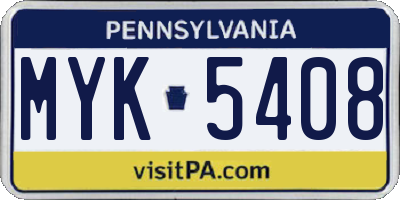 PA license plate MYK5408