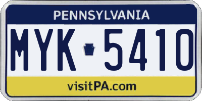 PA license plate MYK5410