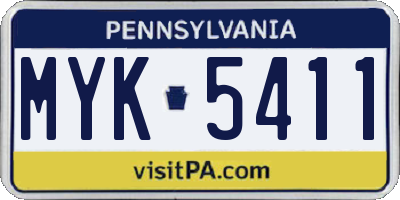 PA license plate MYK5411
