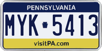 PA license plate MYK5413