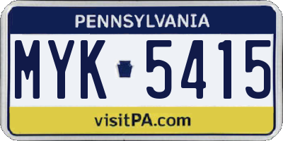 PA license plate MYK5415